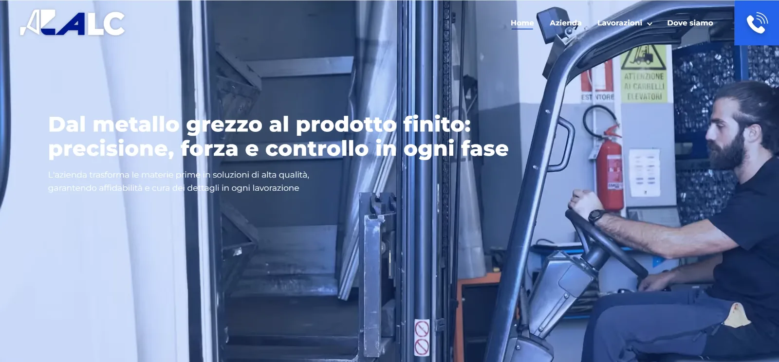 Screenshot sito ALC Lavorazioni