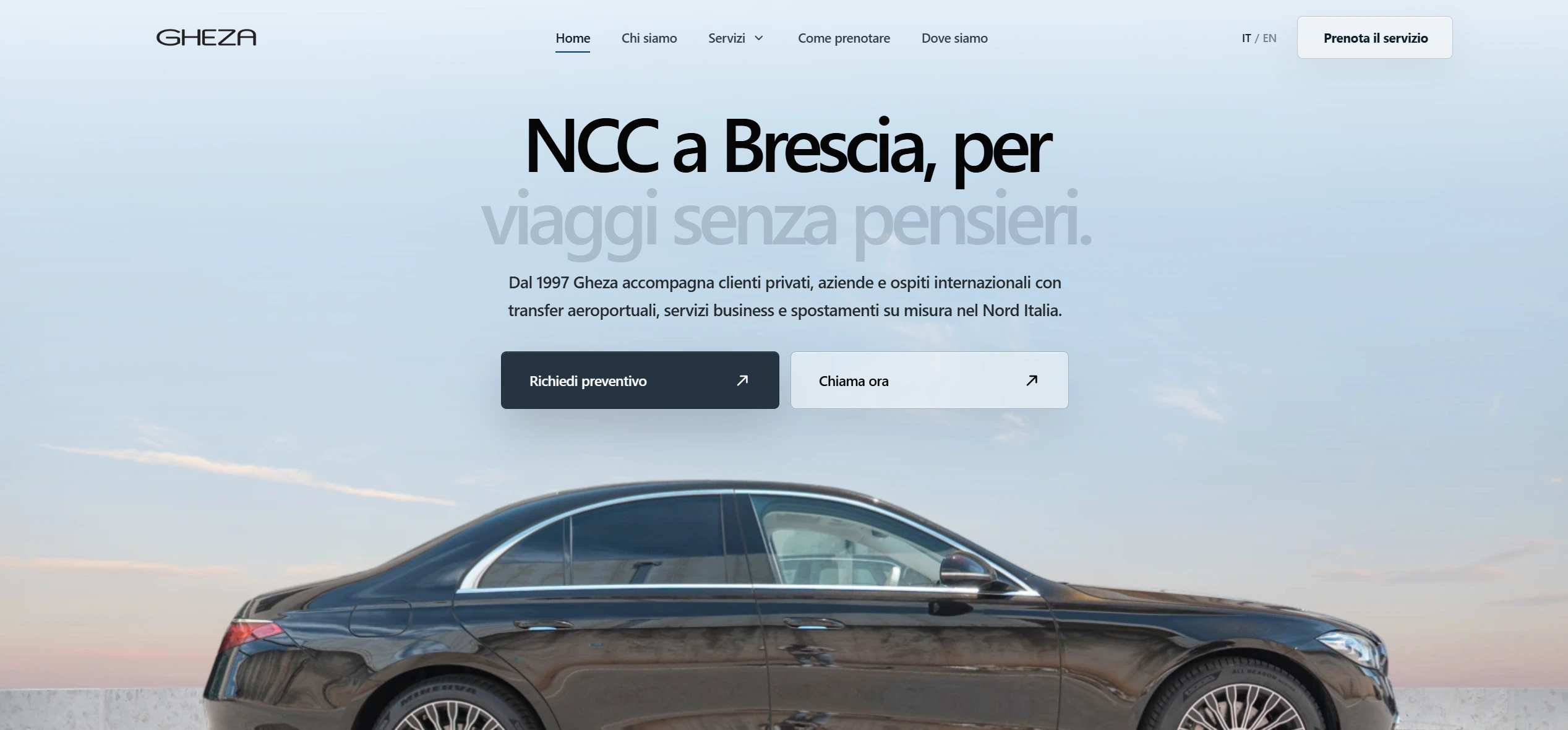 Screenshot sito Autonoleggio Gheza NCC