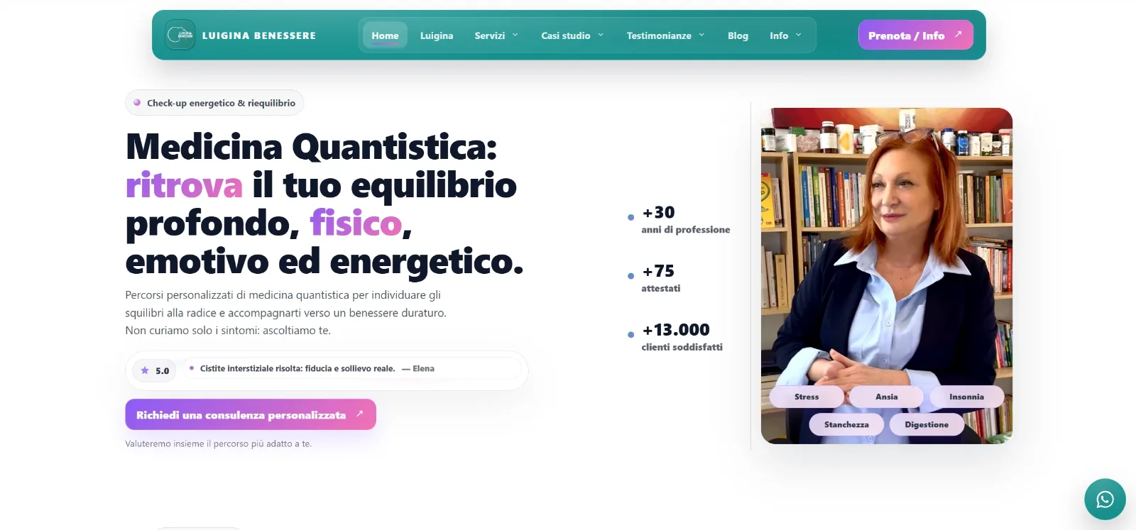 Screenshot sito Luigina Benessere