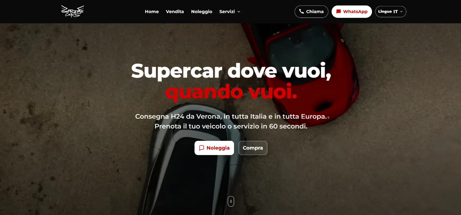 Screenshot sito Supreme Cars